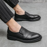 Slip On Dress Shoes Men's Formal Loafers Soft Split Leather Thick Sole Casual Footwear Mart Lion   