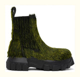 Thick-Soled Green Fur Elastic Men's Ankle Boots Men Shoes Runway Casual Party Shoes MartLion green 45 