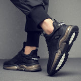 Men's Genuine Leather Casual Sport Shoes Youth Spring Autumn Cool Sole Black Cow Leather Sneakers Mart Lion   