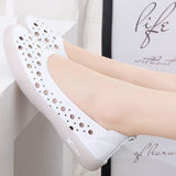 Genuine Leather Women Shoes Trendy Slip On Soft Sole Casual Summer Hollow Breathable Sport Shoes MartLion   