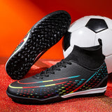 Soccer Shoes Cleats Futbol Anti-Slip Football Boots Futsal Training Sneakers Chuteira Campo Society MartLion ZS5993-TF-black EUR Size 35 