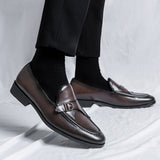 Slip On Dress Shoes Men's Elegant Split Leather Buckle Formal Mart Lion   