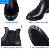 Crestar Women Chelsea Rain Boots Basic Shiny Ankle Waterproof Shoes with Elastic Band Non-slip MartLion   