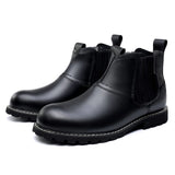 Men's Chelsea Boots Non-slip Leather Boots Casual Outdoors Ankle Shoes Adult Wear-resisting Autumn MartLion black 38 