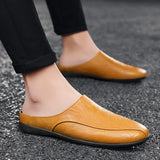 Summer Men's Shoes Casual Loafers Genuine Leather Half Slipper Breathable Slip on Lazy Driving MartLion   