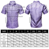 Luxury Shirts Men's Short Sleeve Summer Red Solid Silk Satin Slim Fit Lapel Blouse Breathable Tops Clothes Barry Wang MartLion   