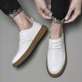 Genuien Leather Shoes Men's Moccasins White Casual Flat Footwear Mart Lion   