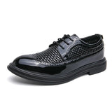 Summer Classic Black and White Dress Shoes Men's Brogues Breathable Leather Casual Low Derby MartLion black 2866 38 CHINA