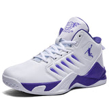 Non-slip Basketball Shoes Men's Air Shock Outdoor Trainers Light Sneakers Young Teenagers High Boots Basket Mart Lion White purple 38 