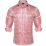  Luxury Silk Designer Men's Shirt Long Sleeve Social Button Down Collar Dress Blouse Prom Party Clothing MartLion - Mart Lion