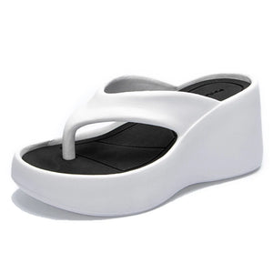 Soft Wedges Flip Flops for Women Clip Toe Platform Slippers Casual Non-Slip Wedge High Heel Sandals Slides MartLion WHITE 35-36 