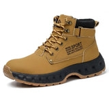 Waterproof Safety Shoes Men's high top with Steel Toe Anti Slip Puncture Proof Work Boots winter work sneakers MartLion 755brown 38 