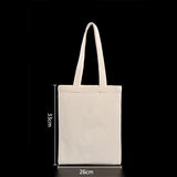 Women Men Handbags Canvas Tote bags Reusable Cotton grocery High capacity Shopping Bag MartLion White 26x33cm  