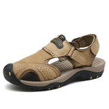 Summer Leather Men's Shoes Sandals Slippers MartLion 7238Khaki 38 