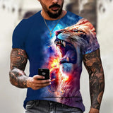 Beast Fierce Lion Wolf 3D T Shirt  Summer Men's Oversized Short Sleeve Black and White MartLion C01-DY11782 M 