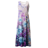 Women's Summer Dress Unique Casual Print Ankle-Length Dresses Round Neck Sleeveless Frocks MartLion   