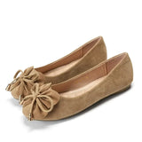 spring autumn sweet bow knot flats women flower appliques moccasins ballet flats single shoes MartLion Khaki 36 