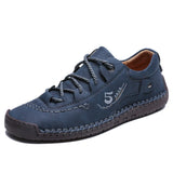 Men's Leather Casual Shoes Outdoor Soft Homme Classic Ankle Non-slip Flats Moccasin Trend MartLion 9931-Blue 11 
