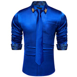 Men's Shirts Long Sleeve Stretch Satin Social Dress Paisley Splicing Contrasting Colors Tuxedo Shirt Blouse Clothing MartLion CY2212-N8001-XZ S 