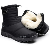 Warm Winter Plush Snow Boots Men's Women Outdoor Winter Waterproof Cotton Shoes Wear Resistant And Anti Slip Ankle MartLion N1-Black 36 