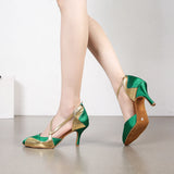  Two-color Dance Shoes Pointed Toe Latin Modern Jazz Dancing Women Sandals Summer Indoor Soft Bottom Practice MartLion - Mart Lion