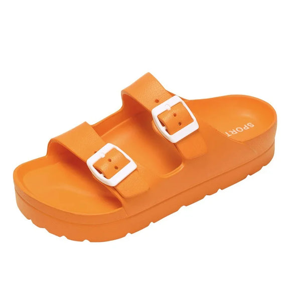 Heel Flip-flops Platform Women's Sandals EVA Insole Clogs Adjustable Buckle Beach Slides MartLion Orange B 37(23cm) CHINA