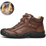 Golden Sapling Outdoor Men's Boots Genuine Leather Winter Shoes Classics Mountain Trekking Footwear Tactical MartLion Dark Brown Winter 41 