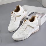 Chunky Sneakers Solid Color Platform Shoes Thick Bottom Zipper Women's Vulcanized Shoes MartLion   