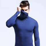 Men's Mock Neck Basic Blouse Winter Thermal T-shirt Plain Clothing Pullover Long Sleeve Top Warm Turtleneck Underwear MartLion Picture Color 8 S 