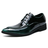 British Style Dress Shoes Men's Formal Antumn Split Leather Oxfords For Career Mart Lion Green 6.5 