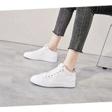 Spring Summer Shoes Women Sneakers Genuine Leather White Cowhide Ladies Flat Casual Soft Footwear MartLion   