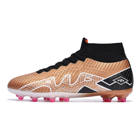 Football Shoes Men's Soccer Boots Spikes Arch Support Ankle Protect Non Slip Wear Resistant Elastic MartLion Gold 45 CHINA