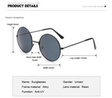 Retro Round Pink Sunglasses Woman Designer Men's Alloy Mirror De Sol Black MartLion   