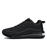 Men's Air Cushion Sneakers Rubber Skidproof Outsole Running Shoes Breathable Mesh Sports Jogging Zapatillas Mart Lion G818 Black 6.5 