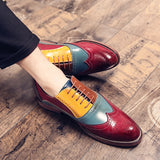 Luxury Brand Red Loafers Men's Lace-up Shoes Casual Thick Bottom Brogue Oxford Contrast Color Wedding MartLion   