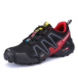 Outdoor Men's Shoes Mountaineering Sports Summer Mesh Breathable Hiking Lightweight Non-Slip Woodland Fishing Mart Lion Black red 39 China