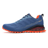 Fujeak Breathable Mesh Running Shoes Men's Non-slip Sneakers Outdoor Walking Footwears Lightweight Mart Lion Blue 8 