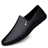 Leather Men's Shoes Casual Luxury Soft Loafers Moccasins Breathable Slip on Lazy Driving MartLion Black 39 