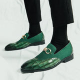 Autumn Green Loafers Men's Slip-on Nubuck Leather Thick Bottom Pointed Toe Designer Leather Shoes Casual MartLion   