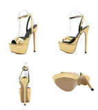 Liyke Summer Peep Toe 16.5CM Extreme High Heels Stripper Pole Dance Platform Shoes Women Ankle Strap Golden Sandals Pumps Mart Lion   