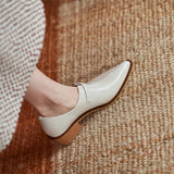 Spring Women Shoes Pumps Pointed Toe Chunky Heel All-match Casual Shoes Retro Med Heel MartLion   