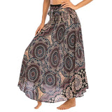 Summer Long Skirts Women Bottom Vintage Two Way Wear Beach Dress MartLion S01001-black gold One Size 