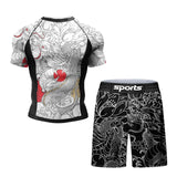 Compression MMA Rashguard T-shirt Men's Running Suit Muay Thai Shorts Rash Guard Sports Gym Bjj Gi Boxing Jerseys 4pcs/Sets MartLion C M 160-170cm 