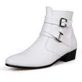 Spring Simple Style Men's White Elegant Shoes High-top Dress Point Toe Leather High Heel Boots MartLion white 512-1 39 CHINA