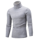 15 Colors Autumn and Winter Men's Warm High Neck Solid Elastic Knit Bottom Pullover Sweater Harajuku MartLion LightGrey M 