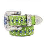 Western Luxury Crystal Rhinestone Belt with Full Diamond Zinc Alloy Flower Buckle Punk Trend Women's Belt MartLion