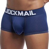 Classic Men's Underwear Sporty Breathable Mesh Boxer Briefs Transparent Underpants Gay Sissy Shorts MartLion 442navy M 