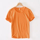 T-Shirt for Men,  Cotton  Monochromatic, O-Neck, Casual Basic Top MartLion Orange XL -fits 72-80 kg 