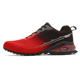 Fujeak Breathable Mesh Running Shoes Men's Non-slip Sneakers Outdoor Walking Footwears Lightweight Mart Lion Black Red 8 