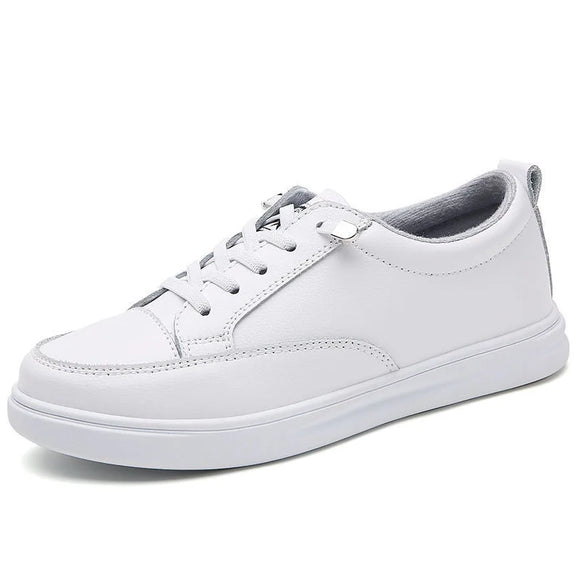 Genuine Leather Women Casual Sneakers Spring Summer Skate Shoes Ladies Little White Vulcanized MartLion   